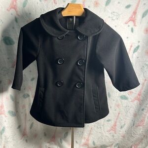 Copper Key Black Double-Breasted Pea Coat for Kids size 6X